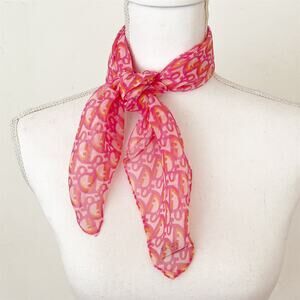 DIOR Vintage Pink Orange Sheer Scarf Trotter Oblique Pattern